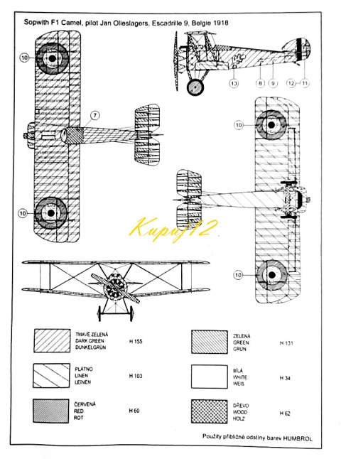 Plastikowy Model Samolotu SOPWITH F1 CAMEL +podkład, farby, wash, lakier Plastikowy Model Samolotu SOPWITH F1 CAMEL +podkład, farby, wash, lakier