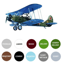 Plastikowy model samolotu Polikarpov Po-2 Kukuruźnik Zestaw: podkład, farby, lakier, wash