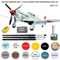 MODEL plastikowego samolotu do sklejania Jak-1 + klej modelarski, pędzelki modelarskie, podkład, farby, lakier..ZESTAW STARTOWY.