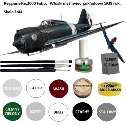 MODEL plastikowego samolotu REGGIANE Re 2000 FALCO + farby, klej, pędzelki, lakier.. IDEALNY ZESTAW dla początkującego modelarza