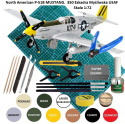 MODEL plastikowy do sklejania P-51B MUSTANG, mata modelarska samogojąca A3, klej do modeli, farby... ZESTAW DLA NOWEGO MODELARZA