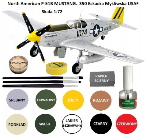 MODEL plastikowy do sklejania P-51B MUSTANG, klej do modeli, farby do modeli, lakier, 3 pędzelki do modeli +.. ZESTAW MODELARZA MODEL plastikowy do sklejania P-51B MUSTANG, klej do modeli, farby do modeli, lakier, 3 pędzelki do modeli +.. ZESTAW MODELARZA