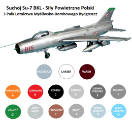 MODEL radzieckiego samolotu odrzutowego SUCHOJ SU-7 BKL + podkład, farba modelarska, lakier... ZESTAW STARTOWY MODELARZA
