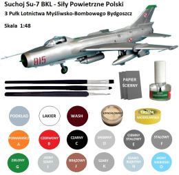 MODEL radzieckiego samolotu odrzutowego SUCHOJ SU-7 BKL + klej, podkład, farba modelarska, lakier... ZESTAW STARTOWY MODELARZA