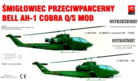 MODEL śmigłowca Bell AH-1 Cobra 1:72 + klej modelarski, farba, lakier, pędzle... ZESTAW STARTOWY DLA POCZĄTKUJĄCEGO MODELARZA MODEL śmigłowca Bell AH-1 Cobra 1:72 + klej modelarski, farba, lakier, pędzle... ZESTAW STARTOWY DLA POCZĄTKUJĄCEGO MODELARZA