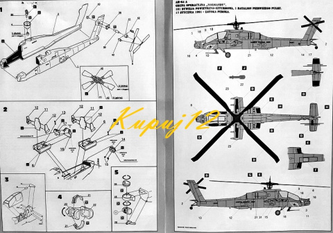 Model śmigłowca Apache AH-64A Apache + podkład, farbki, lakier, wash, klej, pędzelki, taśma maskująca, szpachlówka, pap. ścierny Model śmigłowca Apache AH-64A Apache + podkład, farbki, lakier, wash, klej, pędzelki, taśma maskująca, szpachlówka, pap. ścierny
