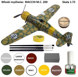 MODEL włoskiego samolotu do sklejania MACCHI M.C. 200 + klej, podkład, farba do modeli, , lakier do modeli, wash do modeli....