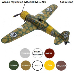 MODEL włoskiego samolotu do sklejania MACCHI M.C. 200 + podkład, farba do modeli, , lakier do modeli, wash do modeli....
