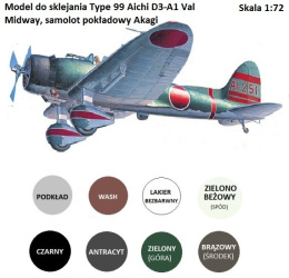 Model samolotu AICHI D3-AI VAL Midway + podkład, farby....