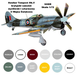 Model samolotu Hawker Tempest Mk.V + podkład, farby, lakier, wash