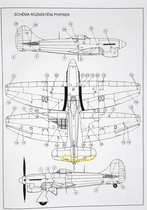 Model samolotu Hawker Tempest Mk.V + podkład, farby, lakier, wash Model samolotu Hawker Tempest Mk.V + podkład, farby, lakier, wash