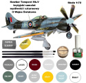 MODEL plastikowego samolotu do sklejania Hawker Tempest Mk.V, klej do modeli, farby do modeli, pędzle do modeli, podkład. ZESTAW