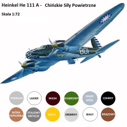 MODEL samolotu do sklejania Heinkel He 111a + farba do modeli, lakier do modeli, podkład do modeli, wash do zabrudzeń...+ ......