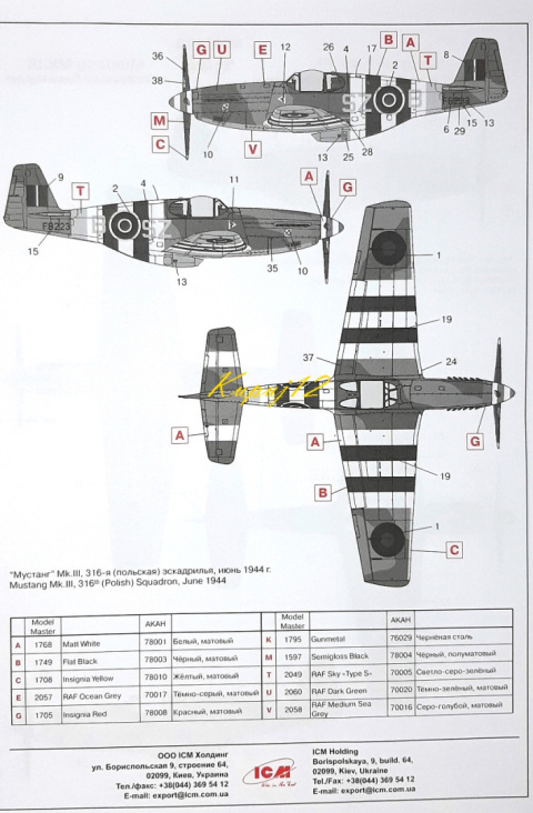 MODEL samolot do sklejania MUSTANG Mk. III Zestaw: farby, klej, pędzelki MODEL samolot do sklejania MUSTANG Mk. III Zestaw: farby, klej, pędzelki