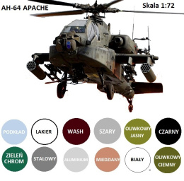 MODEL śmigłowca helikoptera Apache AH-64A + farba do modeli, podkład do modeli, lakier wash....