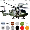 MODEL śmigłowca, helikoptera do sklejania BATTLEFIELD LYNX AH.7 + podkład, farby. lakier, wash. Zestaw początkującego modelarza.