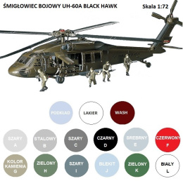 MODEL plastikowy do sklejania śmigłowca UH-60A Black HAWK,podkład, farby...