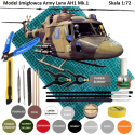 PLASTIKOWY MODEL do sklejania śmigłowiec, helikopter ARMY LYNX AH1/Mk.1 , mata, farby, klej, pędzle .... DUŻY ZESTAW skala 1:72