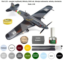 PLASTIKOWY MODEL samolotu do sklejania Fiat G.55 + klej do modeli, farby, podkład, lakier. ZESTAW dla modelarza na start