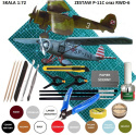 ZESTAW 2 MODELE do sklejania P-11c oraz RWD-6, mata modelarska A3, klej, pędzelki, farby modelarskie, lakier, wash, pędzelki...