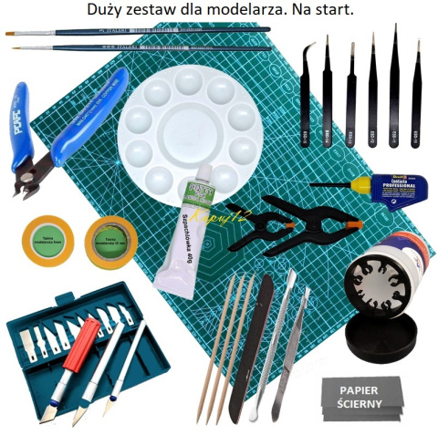 MATA modelarska III + Zestaw startowy narzędzi i przyborów modelarskich. Pędzelki, klej, cążki, taśmy, pilnik, pęsety, nożyki MATA modelarska III + Zestaw startowy narzędzi i przyborów modelarskich. Pędzelki, klej, cążki, taśmy, pilnik, pęsety, nożyki
