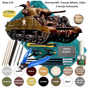 MODEL amerykańskiego czołgu Tank Sherman M4 + mata do cięcia A3 samogojąca, klej, farba modelarska akrylowa, , lakier, wash....