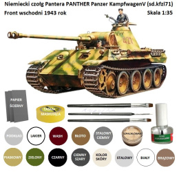 MODEL czołg do sklejania Pantera Panzer PANTHER A + klej Wamod, farby akrylowe do plastikowych modeli, podkład , wash, lakier..