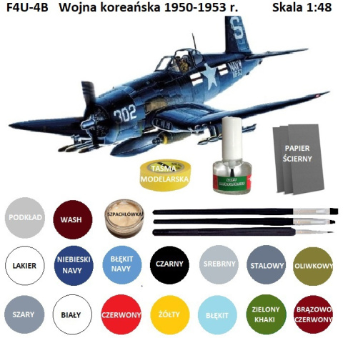 MODEL plastikowego samolotu do sklejania Corsair F4U-4B Wojna koreańska + klej do modeli, zestaw farb, 3 pędzelki modelarskie.. MODEL plastikowego samolotu do sklejania Corsair F4U-4B Wojna koreańska + klej do modeli, zestaw farb, 3 pędzelki modelarskie..