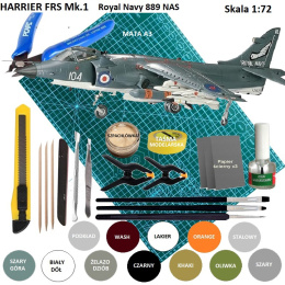 MODEL plastikowego samolotu do sklejania Sea Harrier FRS Mk1. Zestaw - mata, podkład , farby akrylowe do modeli, pędzle ....