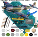 MODEL plastikowego samolotu do sklejania Spitfire Mk.IXc Polski 316 Dywizjon Warszawski + mata, lakier, farby, klej, pędzle