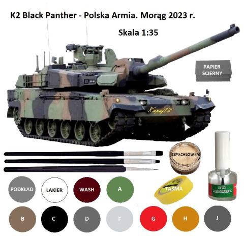 MODEL plastikowy czołg do sklejania K2 Black Panther Polish Army + klej, pędzelki modelarskie, podkład , farby modelarskie.... MODEL plastikowy czołg do sklejania K2 Black Panther Polish Army + klej, pędzelki modelarskie, podkład , farby modelarskie....