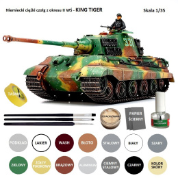 MODEL plastikowy do sklejania czołg Panzer Kampfwagen VI Tiger II King Tiger, Tygrys Królewski, skala 1:35 + klej, farby...