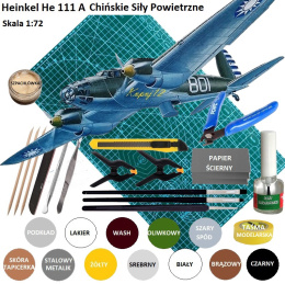 MODEL samolotu do sklejania Heinkel He 111a + mata modelarska, farba do modeli, klej modelarski, lakier ... ZESTAW NA START