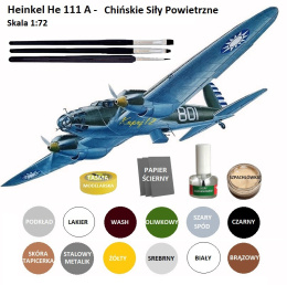 MODEL samolotu do sklejania Heinkel He 111a + farba do modeli, klej modelarski, lakier do modeli, podkład... ZESTAW NA START