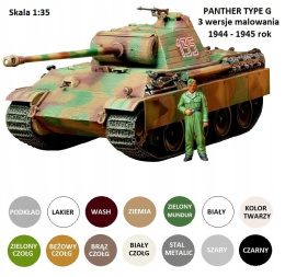 MODEL Czołgu do sklejania Panthera Tank Panther Type G + podkład, lakier, farby, wash do zabrudzeń, ziemia .... Skala 1:35