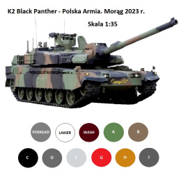 MODEL plastikowy czołg do sklejania K2 Black Panther Polish Army. Zestaw: podkład modelarski, farby modelarskie....