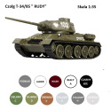 PLASTIKOWY MODEL do sklejania czołg T34/85 RUDY 102 + podkład do modeli, lakier akrylowy do modeli, farba akrylowa do modeli +