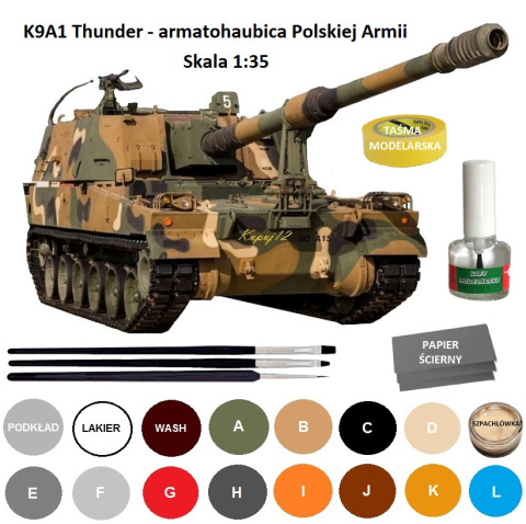 PLASTIKOWY MODEL do sklejania K9A1 Thunder Haubica samobieżna, armatohaubica Polska Armia + aKrylowa farba modelarska, klej.... PLASTIKOWY MODEL do sklejania K9A1 Thunder Haubica samobieżna, armatohaubica Polska Armia + aKrylowa farba modelarska, klej....