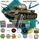 PLASTIKOWY MODEL do sklejania czołg T34/85 RUDY 102 + mata samogojąca A3, klej modelarski, lakier, farba akrylowa do modeli +...