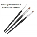 ZESTAW 3 PĘDZLI MODELARSKICH okrągły pędzelek 000 płaski pędzelek 4 i płaski pędzelek 6