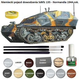 CZOŁG model plastikowy do sklejania niemiecki pojazd dowodzenia SdKfz 135 + klej wamod, farby modelarskie akrylowe, podkład...