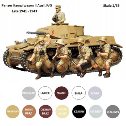 MODEL czołgu niemieckiego Panzer Kampfwagen II Ausf. F/G + zestaw farb modelarskich akrylowych + podkład,....
