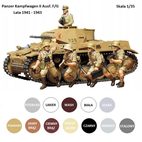 MODEL czołgu niemieckiego Panzer Kampfwagen II Ausf. F/G + zestaw farb modelarskich akrylowych + podkład,.... MODEL czołgu niemieckiego Panzer Kampfwagen II Ausf. F/G + zestaw farb modelarskich akrylowych + podkład,....