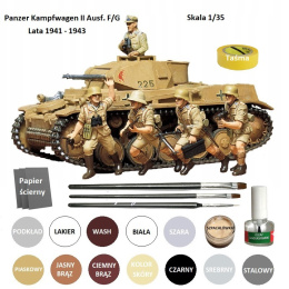 MODEL czołgu niemieckiego Panzer Kampfwagen II Ausf. F/G +klej do modeli, zestaw farb modelarskich akrylowych + podkład,....