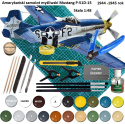 MODEL do sklejania amerykański samolot myśliwski P-51D-15 Mustang + mata A3, klej, farba akrylowa modelarska, wash, podkład..