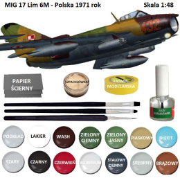 MODEL samolot Mig 17 Lim 6M polskie malowanie, klej, farby akrylowe do modeli, podkład do farb akrylowych modelarskich .....