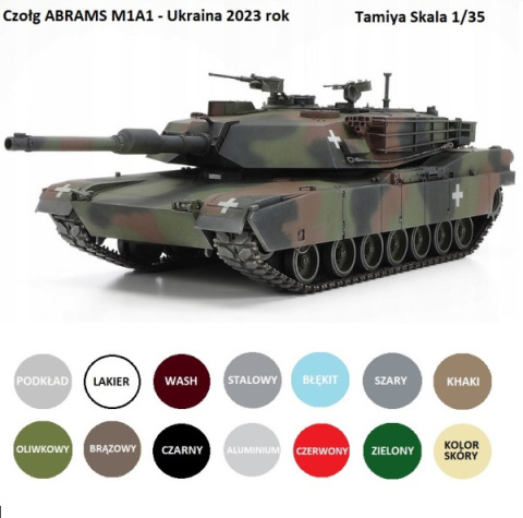 MODEL plastikowy czołg do sklejania M1A1 Abrams Tank Ukraine+ zestaw farb akrylowych do modeli, podkład do far akrylowych ... MODEL plastikowy czołg do sklejania M1A1 Abrams Tank Ukraine+ zestaw farb akrylowych do modeli, podkład do far akrylowych ...