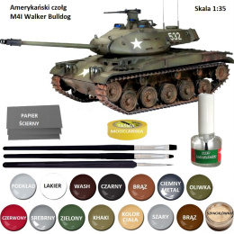 MODEL plastikowy czołgu do sklejania M4I Walker Bulldog +klej, zestaw farb akrylowych do modeli, 3 pędzle do modelarskie.....