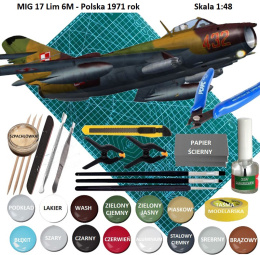 MODEL samolot Mig 17 Lim 6M polskie malowanie, mata, klej, farby akrylowe do modeli, podkład do farb akrylowych modelarskich ...