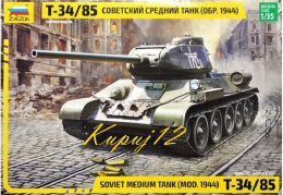 TANK, Model radzieckiego czołgu T-34/85+ klej, farby, podkład, 3 pędzelki, lakier, ziemia